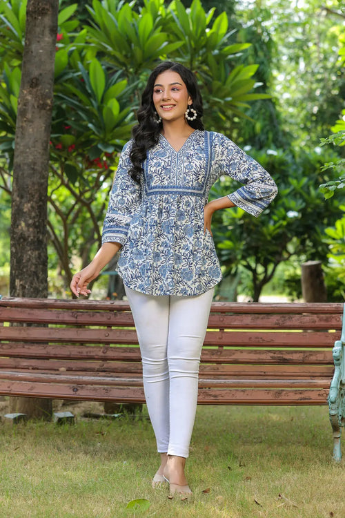 Blue Floral Top