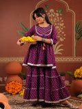 Girls Floral Printed Regular Gotta Patti Pure Cotton Kurti with Sharara & With Dupatta