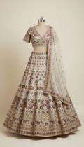 Ivory Silk Lehenga With Pearl And Sequin Embellishments