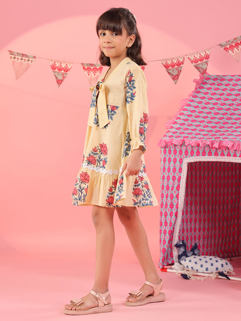 Girls Floral Printed Pure Cotton Dress